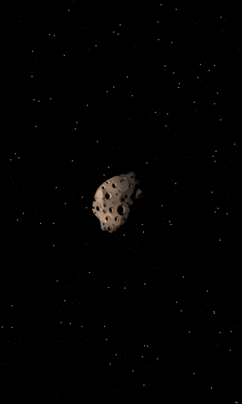 An asteroid floating in a starfield.
