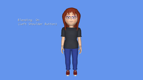 A CNA avatar with animation blending enabled.
