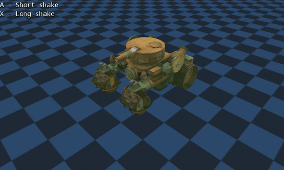A textured tank above a blue-and-black checkerboard ground.