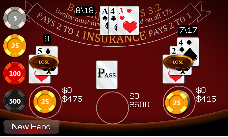 Live Blackjack round with cards, chips, player balances and results on a red table.