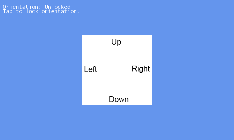 The running orientation sample: an unlocked direction guide and tap instructions on a blue screen.