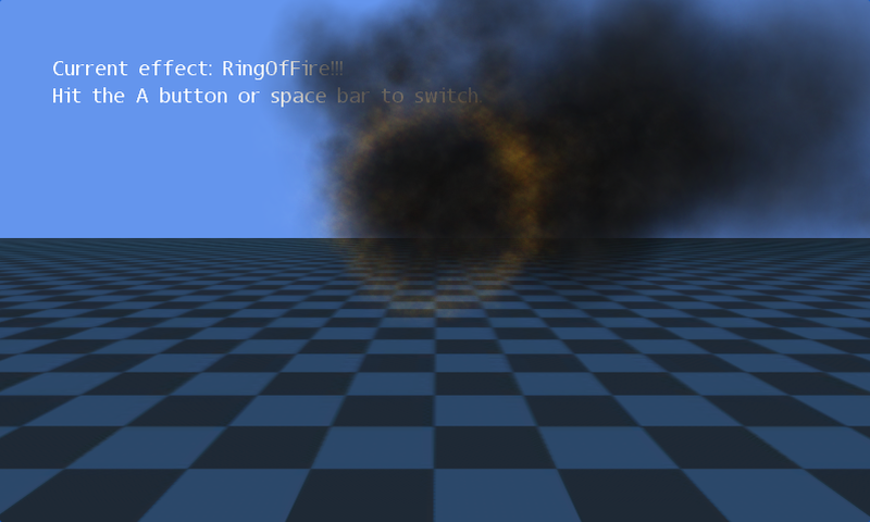 A smoky orange ring of fire above a checkerboard floor.