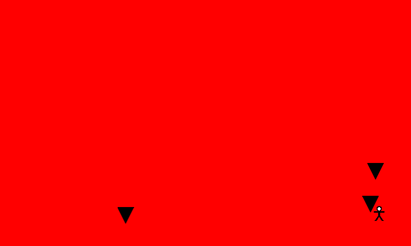 A falling block and the player have overlapping bounds, turning the background red even though their visible pixels do not touch.