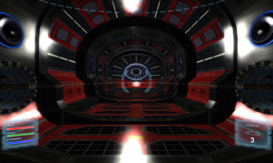 Ship Game gameplay in the second arena with a crosshair and flight HUD.