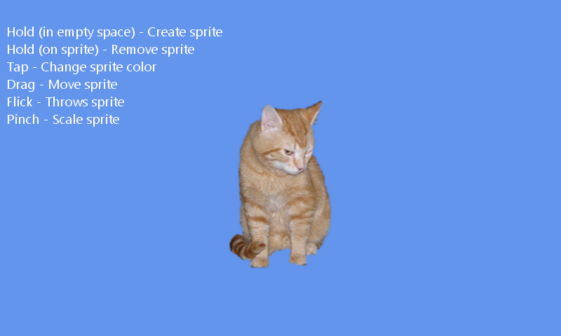 A ginger cat created with a hold gesture in the running game.
